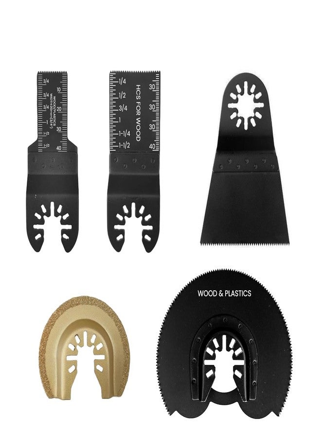 Serplex مجموعة شفرات أدوات القطع المتذبذبة من سيربلكس®، 5 قطع، شفرات لقطع وكشط الخشب، شفرات منشار متذبذبة متعددة الاستخدامات، مقياس محفور سريع التوصيل، شفرات منشار متينة وقوية للخشب، والبلاستيك، والبولي فينيل كلوريد، والتلميع. - Image 1